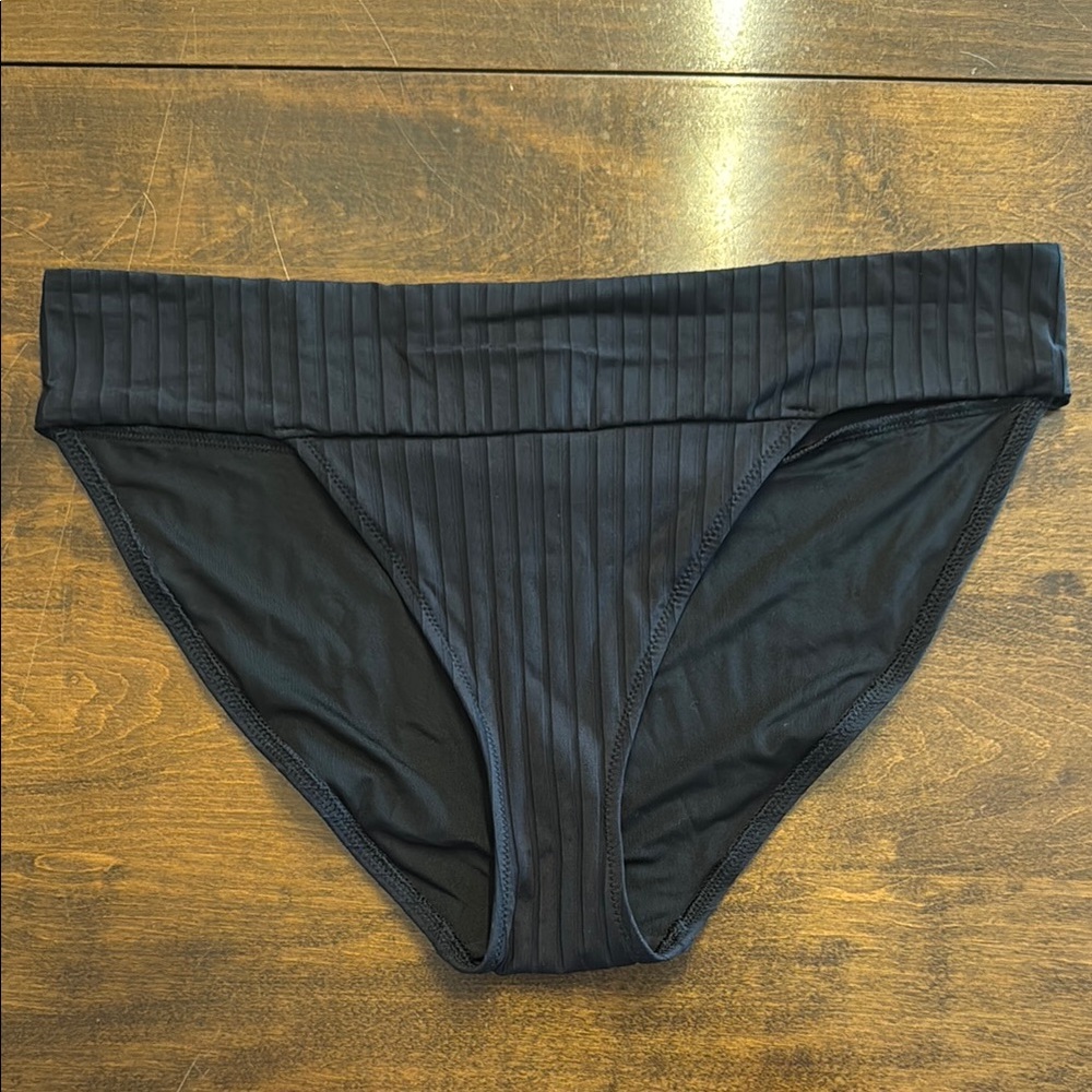 Aerie Black Ribbed Bikini Bottom